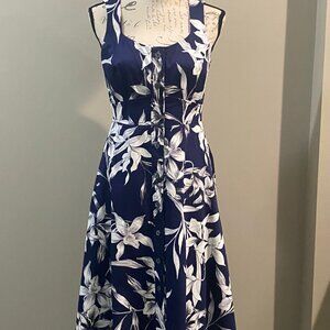 Floral Sundress by Taylor in navy and white.